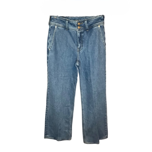 J. Crew Denim - J. Crew Slim Wide Leg High Rise Jean With Stacked Buttons Size 25 Elaine Wash